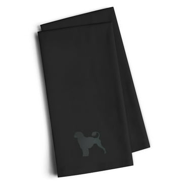 Black Embroidered Kitchen Towel Set of 2