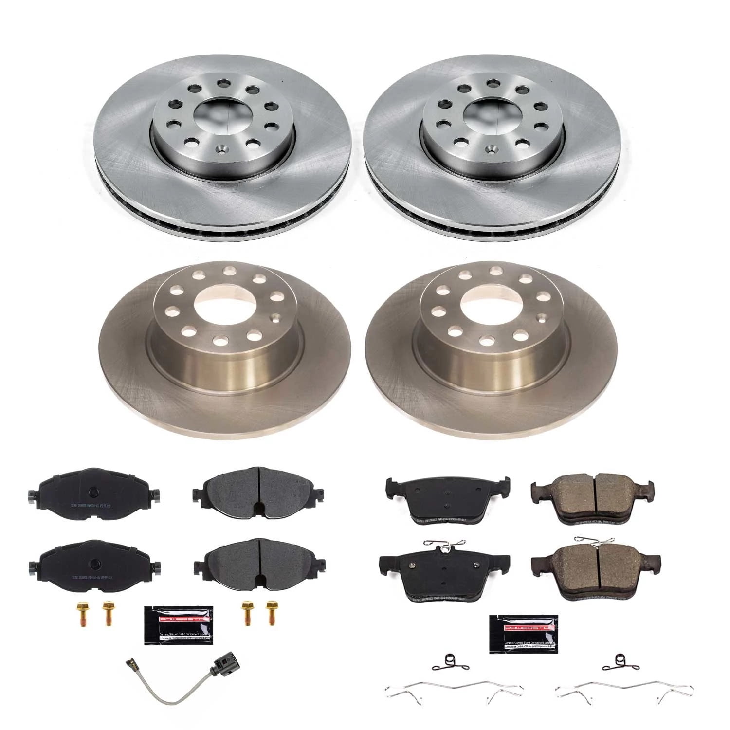 PowerStop Front and Rear Stock Replacement Brake Pad and Rotor Kit Fits: VOLKSWAGEN Select Models KOE8365