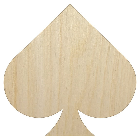 Card Suit Spades Wood Shape Unfinished Piece Cutout Craft DIY Projects - 4.70 Inch Size - 1/8 Inch Thick
