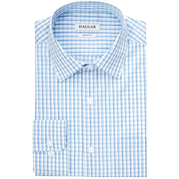 Haggar Mens Office Business Button-Down Shirt Blue
