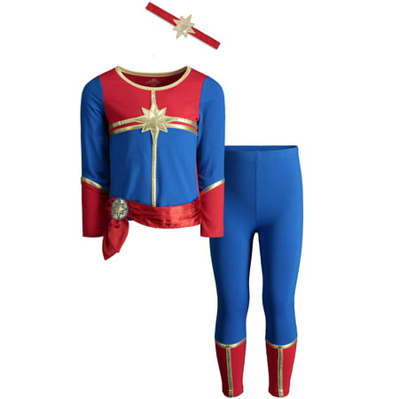 Captain Marvel Toddler Girls Costume Long Sleeve T-Shirt Leggings & Headband Set 2T