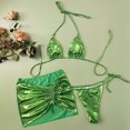 thumbnail image 4 of Conjunto de Bikini de diseño Floral 3D para mujer, traje de baño pequeño con realce, cintura alta, con un hombro descubierto, color negro y rosa, 2024, 4 of 5