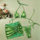 thumbnail image 4 of Conjunto de Bikini de diseño Floral 3D para mujer, traje de baño pequeño con realce, cintura alta, con un hombro descubierto, color negro y rosa, 2024, 4 of 5