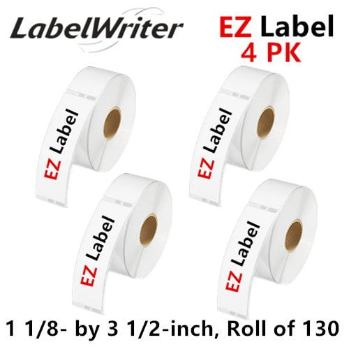 4 Rouleaux EZLabel Dymo Compatible 30251 Étiqueteuse Auto-Adhésive Étiquettes d'Adresse Blanches, 1-1/8 Pouces x 3-1/2 Pouces