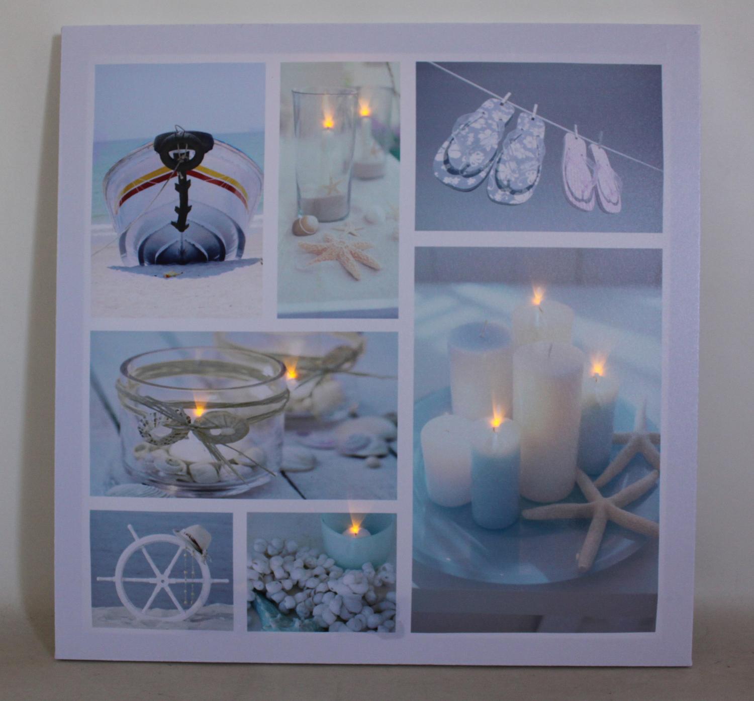 LED Lighted Summer Fun and Relaxation Canvas Wall Art 19.75" x 19.75