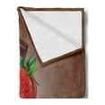 thumbnail image 2 of Fruit Soft Flannel Fleece Throw Blanket, Strawberries Chocolate and Milk Design Drink Ingredients on Brown Ombre Background, Cozy Plush for Indoor and Outdoor Use, 70" x 90", Multicolor, by Ambesonne, 2 of 5