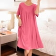 thumbnail image 7 of Nightgown For Women Short Sleeve Ruched Maxi Sleep Dress for Home Lounge Weekend Morning Evening Routine Relaxed Daily Wear Casual Comfort Style Summer, 7 of 7