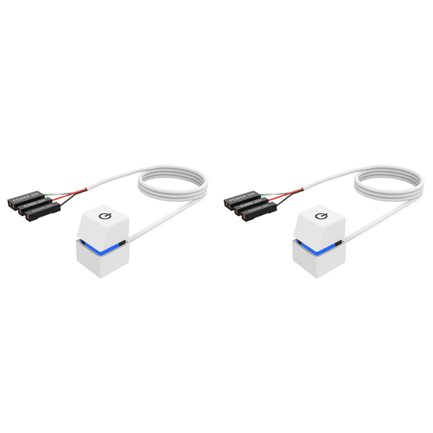 DQrwqpou Luces LED Azules PC Computadora Escritorio Interruptor Encendido Y Apagado Cable Extensión (Blanco 2m)