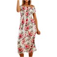 thumbnail image 1 of Vestidos adelgazantes estampados florales de manga corta de un hombro casuales de verano para mujer Fridja qw5473, 1 of 8