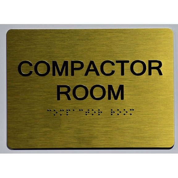 Compactor Room Sign-Gold(Aluminium, Gold/Black,Size 5x7) The Sensation line