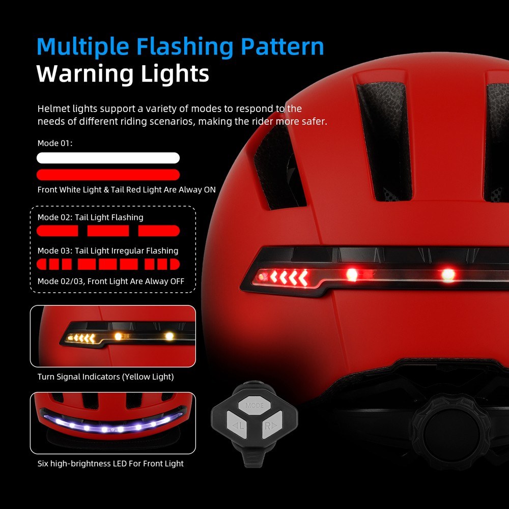 Waterproof Cycling Helmet with LED Turn Signal for Bikes and Scooters