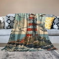 thumbnail image 2 of Shiartex  Lighthouse and Seagull Throw Blanket for Couch Bed Sofa Super Soft Cozy Blankets Lightweight Flannel Throw Blanket White, 2 of 6