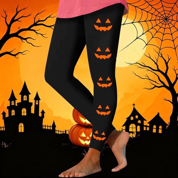 Bzdzmqm Women Plus Size High Waisted Halloween Leggings Graphic Spiders Cobweb Print Lounge Casual Party Long Pants Festive Fit, Black L