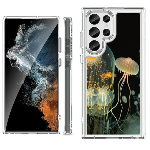 Shockproof Bumper Phone Case for Samsung Galaxy S23 Ultra 5G, by OneToughShield ยฎ - Jellyfish