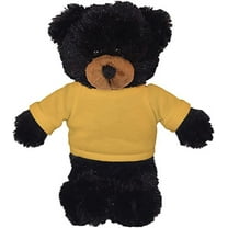 Made by Aliens Personalized Floppy Black Bear-with Tee- Stuffed Animal Plush Toy-Custom Text on Shirt-Perfect Gift for Valentine Day- Graduation Day- Birthday 8 inches (Yellow)