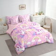thumbnail image 3 of Manfei Lovely Unicorn 7-Piece Twin Bedding Sets,Cartoon Animal Bedding Comforter Set,Kawaii Colorful Rainbow Sheet Sets For Girls,Ultra Soft Home Decor Reversible, 3 of 8