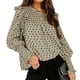 thumbnail image 2 of Mujeres camisa puff manga larga ruffle dot imprimir blusa cómoda para las mujeres Otoño Invierno, 2 of 5