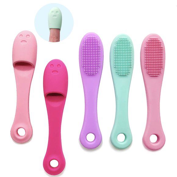Paquete de 5 cepillos de limpieza facial manuales de silicona suave, cepillo limpiador facial para limpiar suave y eficazmente, eliminar puntos negros y masajear