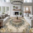 thumbnail image 5 of Vintage Floral Pattern Washable Area Rug 6 x 9 ft Bohemian Retro Traditional Flower , Soft Non Slip Rugs Stain Repellent Indoor Felt Carpet for Living Dining Room Bedroom Home Office, 5 of 9