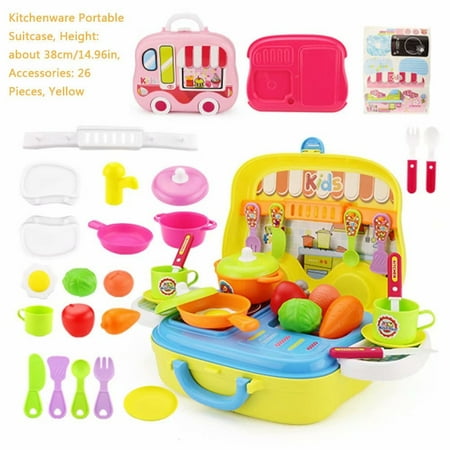 Clearance! Children's Simulation Play House Kitchen Portable Suitcase Cooking Toy Cooking Pretend Baby Girl Boy Toy