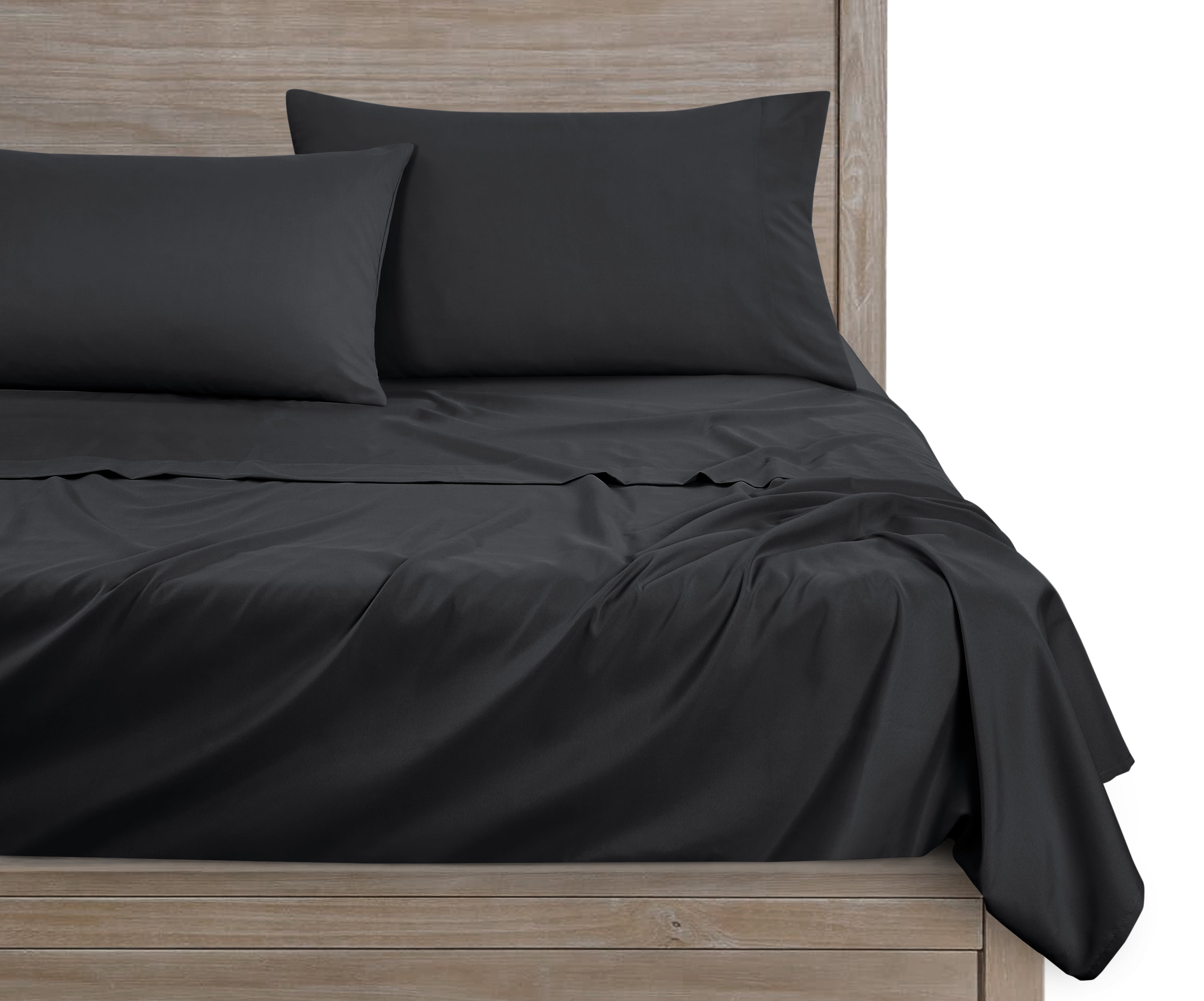Mainstays Comfort Chill Microfiber Pillowcase Set, King, Rich Black, 2 Piece