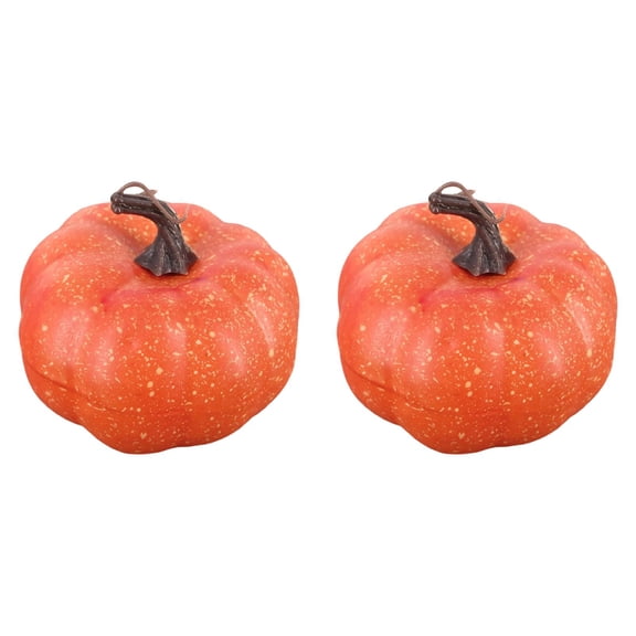 Realistic Artificial Pumpkin for Fall Decor, Large Orange and White Pumpkin for Halloween Thanksgiving Table Centerpiece, Plastic, 2 Count