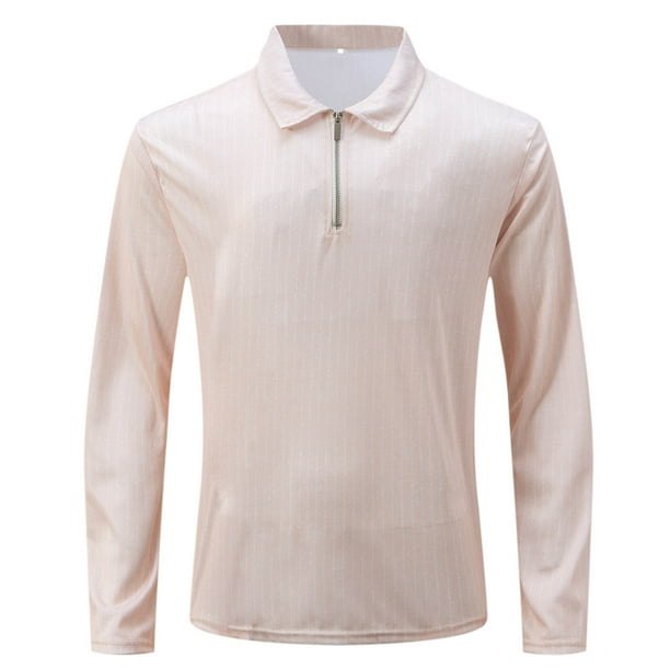 Blusa y camisa de manga larga con cuello vuelto para hombre, estilo informal de negocios, de moda, con media cremallera y manga larga con cuello vuelto para hombre.