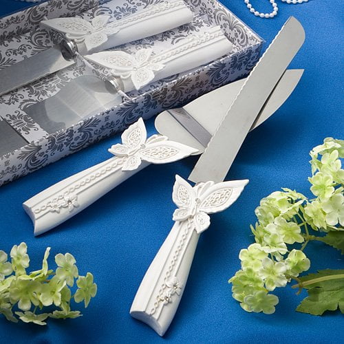 Butterfly design cake knife/server set
