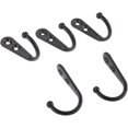 thumbnail image 4 of Paquete de 5 ganchos negros para colgar en la pared con 10 tornillos, gancho para bata de una sola punta, ganchos de pared de metal pesado con 2 agujeros para colgar toallas, 4 of 5