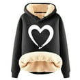 thumbnail image 3 of Yeaiivve Winter Hoodies for Women Winter Warm Fleece Sherpa Lined Hooded Sweatshirt Long Sleeve Thicken Thermal Pullover Tops Black L, 3 of 6
