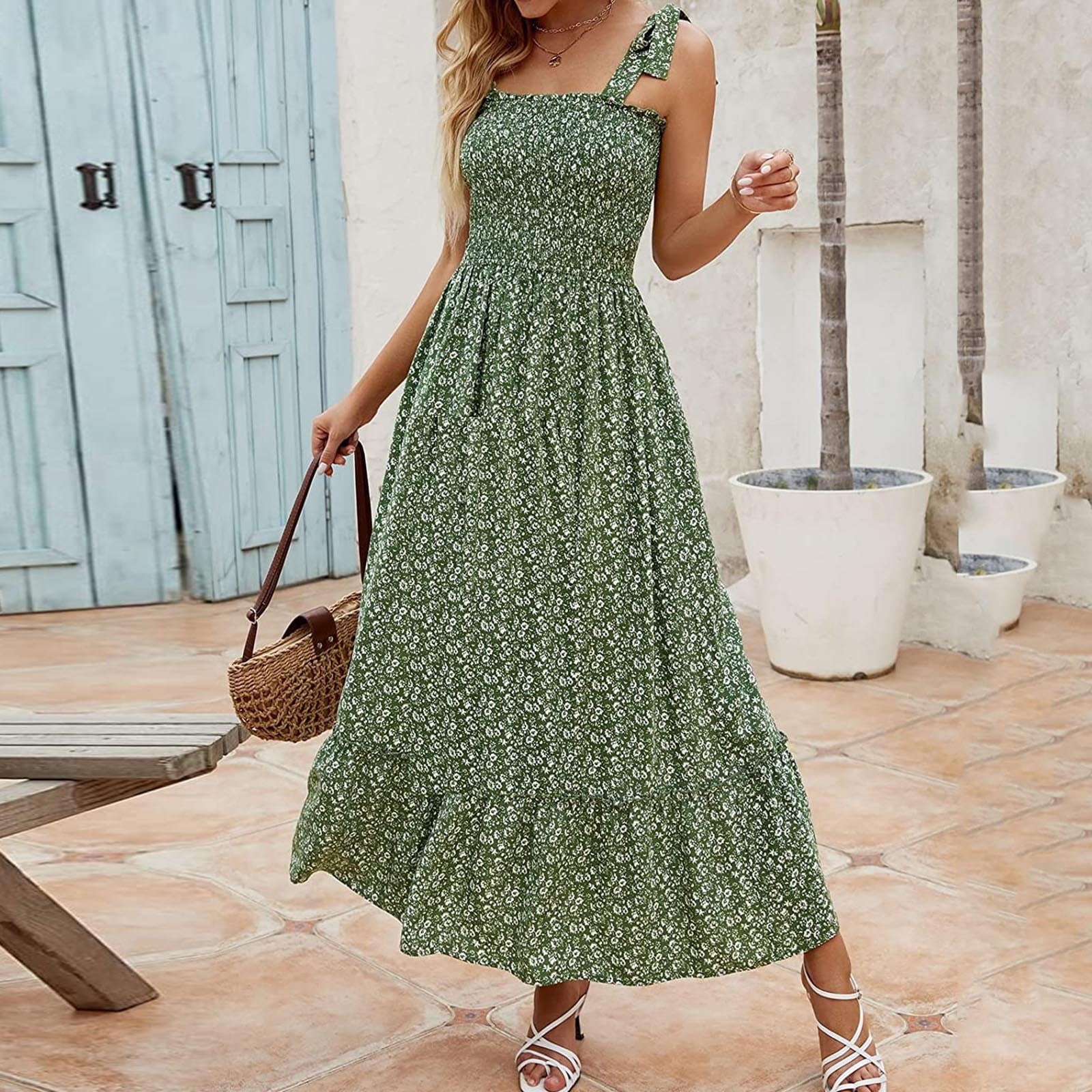 Women's Green Midi Dresses -Knee Length Dresses - Express