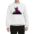 thumbnail image 2 of Neon Retro Rainbow DJ MC Hip Hop Cat | Mens Cat Lover Crewneck Graphic Sweatshirt, White, Small, 2 of 4