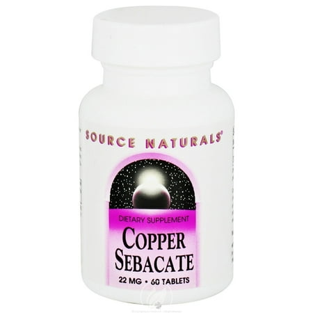 Source Naturals - Copper Sebacate W/3mg Copper Elem, 22 mg, 60 tablets, Pack of