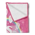 thumbnail image 2 of Gender Reveal Soft Flannel Fleece Throw Blanket, Its a Girl Words with Rainbow Balloons and Clouds Happy Baby Kids Birth, Cozy Plush for Indoor and Outdoor Use, 50" x 60", Pale Pink, by Ambesonne, 2 of 5