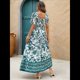 thumbnail image 4 of Vestido Informal, Fluido, con Estampado Floral Bohemio, de Corta y Corte Escalonado para Mujer (Verano 2025) Verde M, 4 of 9