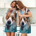 thumbnail image 4 of Fotbe Sea Swimming Corgi Bata de Dormir para Mujer con Estampado, Camisón de Algodón de Manga Corta, Ropa de Dormir Casual, 4 of 6