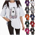 thumbnail image 4 of Godom Halloween Shirts Women Shirt Funny Pumpkin Heart Graphic Tees Short Sleeve Fall Tops, 4 of 7