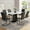 White Table with 6 Black Chairs with Black Leg, variant on Sumdeal 63" Modern Dining Room Set for 4,Kitchen Table with 4 PU Chairs,5 Pieces Dining Table Sets for 4,MDF Table and 4 PU leather C-shape Leg Chairs,Black Table and 4 Black Leg Black Chairs