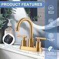 thumbnail image 6 of WOWOW 4 in. Centerset Double Handle High Arc Bathroom Faucet with Pop Up Drain and Water Supply Hoses, 6 of 8