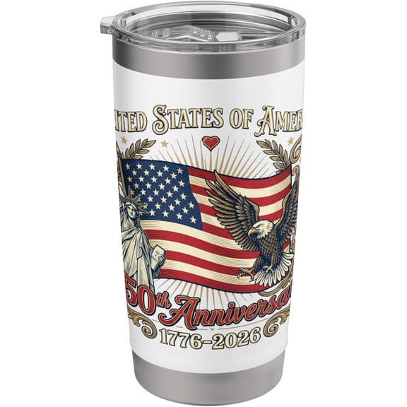 Usa Independence 250th Anniversary 1776 2026 Patriotic Eagle Stainless Steel Insulated Tumbler