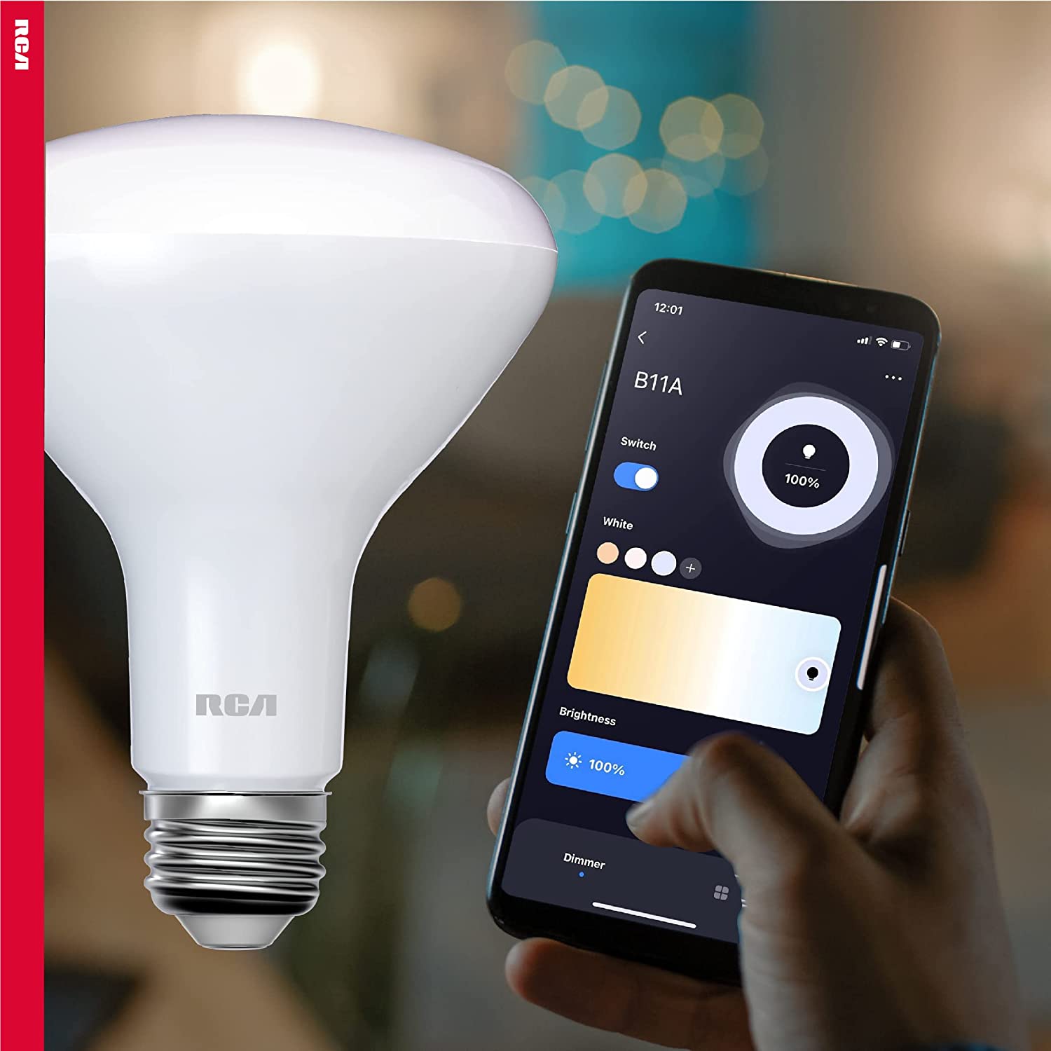 RCA Dimmable Smart Light Bulbs, 2-PK | BR30 WiFi LED Light Bulb | Indoor Flood LED Bulbs | 9W (60W Eq) | 2700K Soft White, 720 Lumens, E26 Base | Voice Activated Lights, Google & Alexa Light Bulb