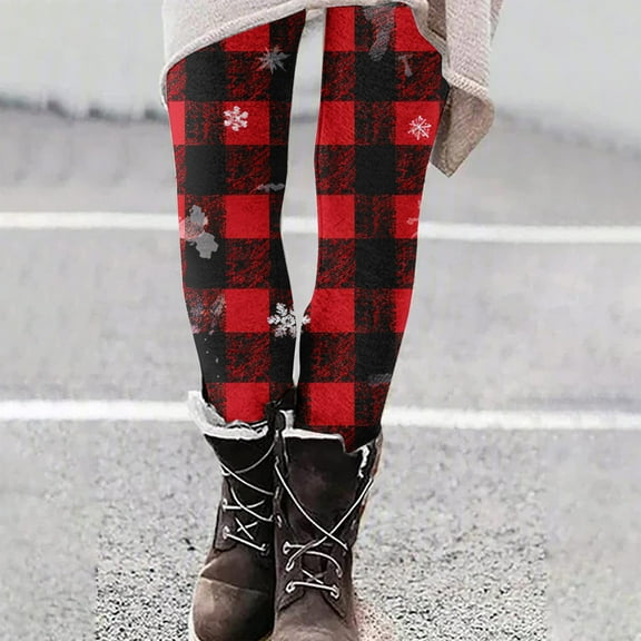 JingHai Christmas Leggings for Women 2024 Winter Print Fleece Trendy Aesthetic Pants Athletic Comfy High Waisted Trousers Yoga Pants-Multicolor XL