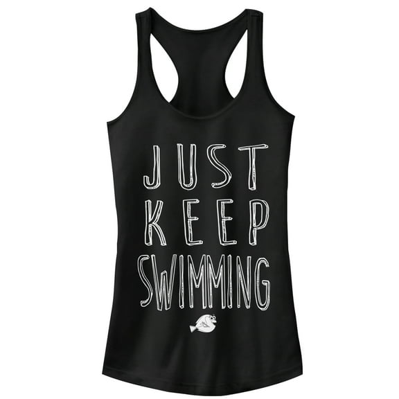 Junior's Finding Dory Keep Swimming  Racerback Tank Top Black Medium