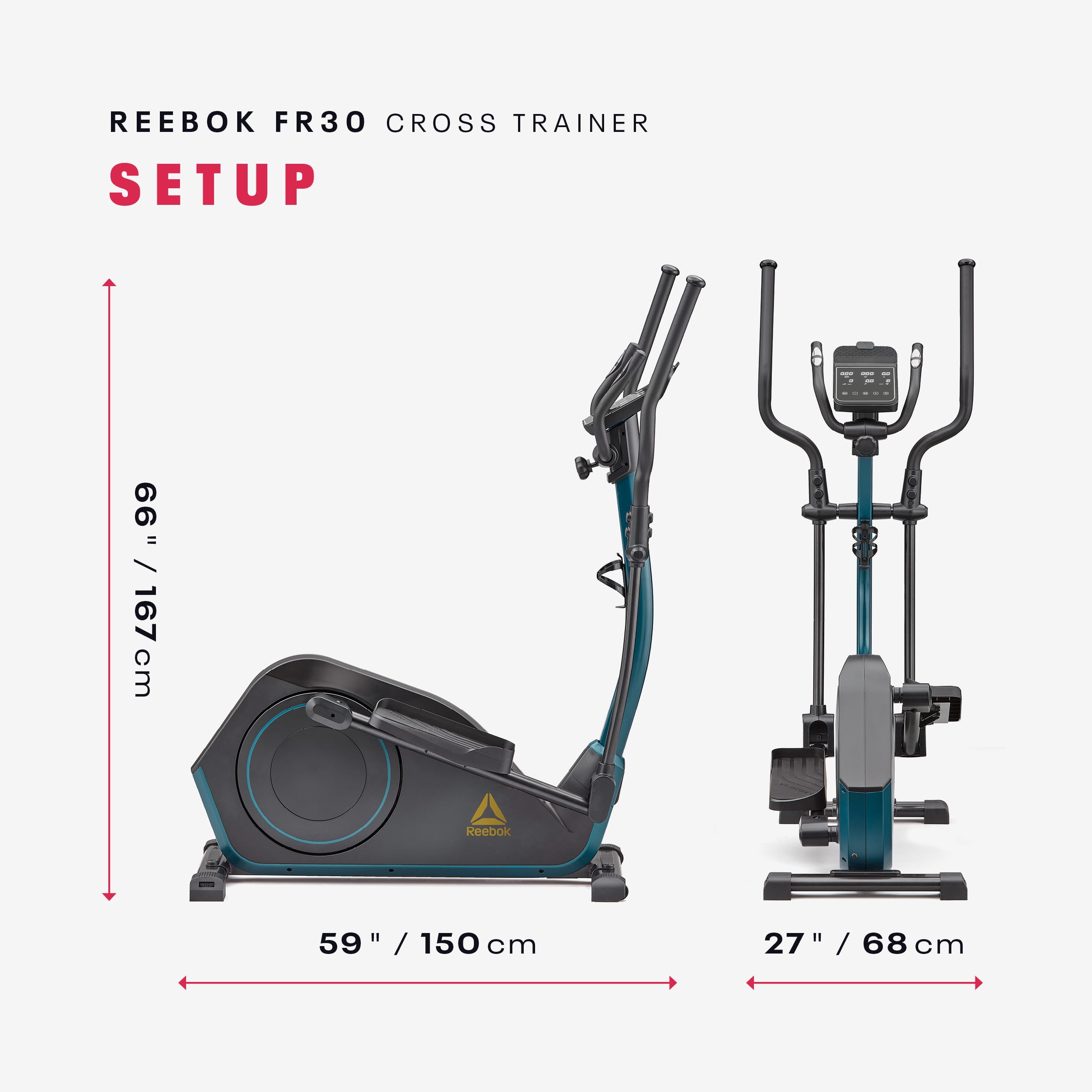 Reebok FR30 Home Elliptical Cross Trainer, Green, Cardio Exercise, Bluetooth, 32 Electronic Resistance Levels