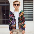 thumbnail image 4 of Psesaysky Zip Up Hoodies Teen Boys Mexican Skeleton Guitarist Print Fleece Full-Zip Sweatshirts Jacket Casual Winter Fall Hoodie with Pocket 6-7 Years, 4 of 7