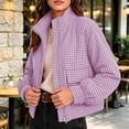 thumbnail image 5 of Iyufng Plaid Mock Neck Zip Up Jackets for Women with Side Pockets Long Sleeve Casual Outerwear, 5 of 8