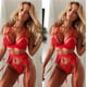 thumbnail image 3 of Ropa interior sexy de tres piezas con liga en forma de corazón de melocotón y caderas en V profundas de estilo europeo y americano, 3 of 6