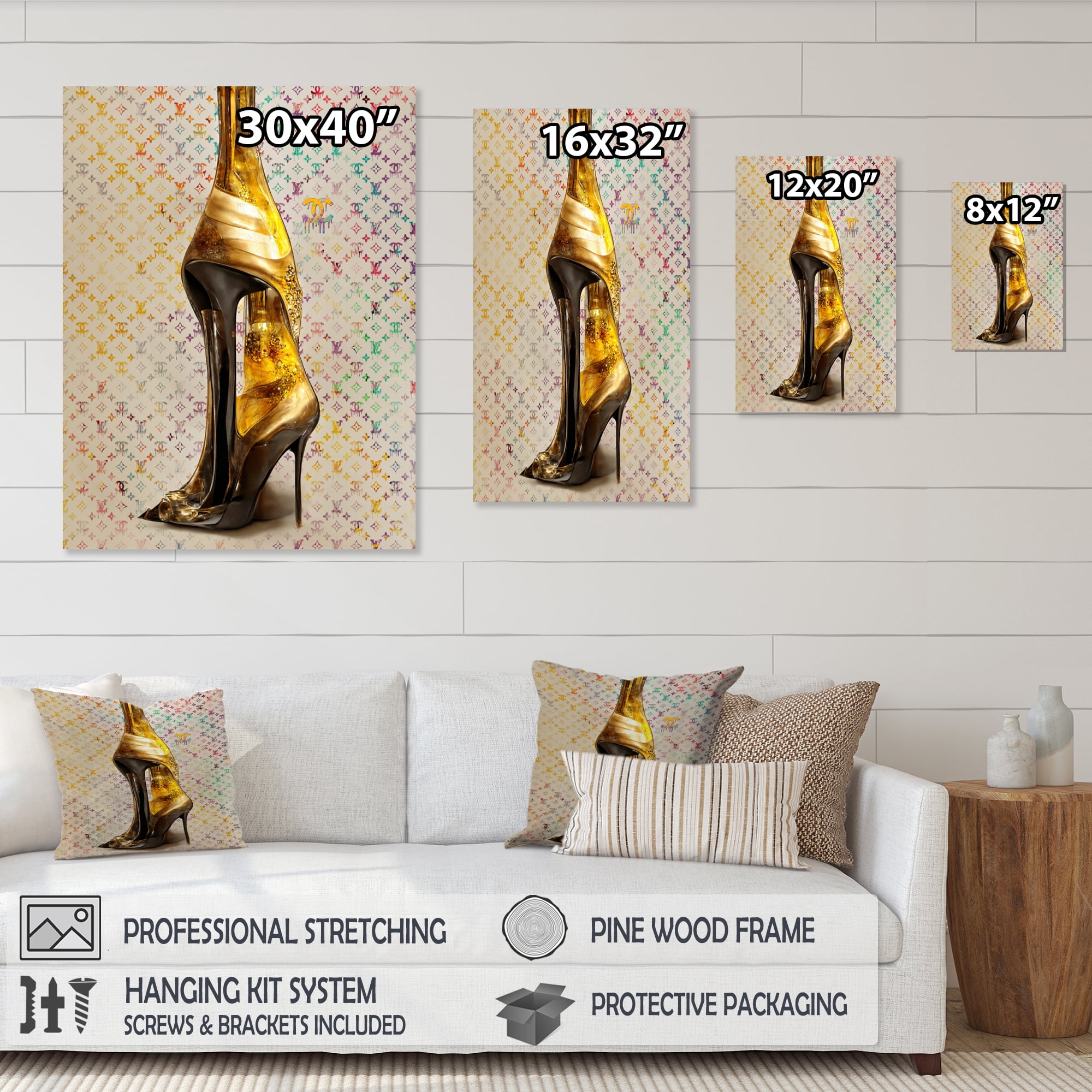 Designart Luxury Brand Pumps And Bottle I Canvas Wall Art