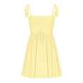 thumbnail image 6 of Bnwani Summer Dresses for Women,Womens Dresses,Ruched,Square Neck,Tie,High Waist,Yellow,XL, 6 of 6