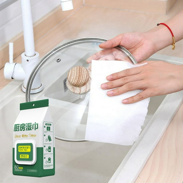 Toallitas quitamanchas para cocina (80 unidades), sin necesidad de lavar, aceite para lavavajillas, campana extractora, 1 ml
